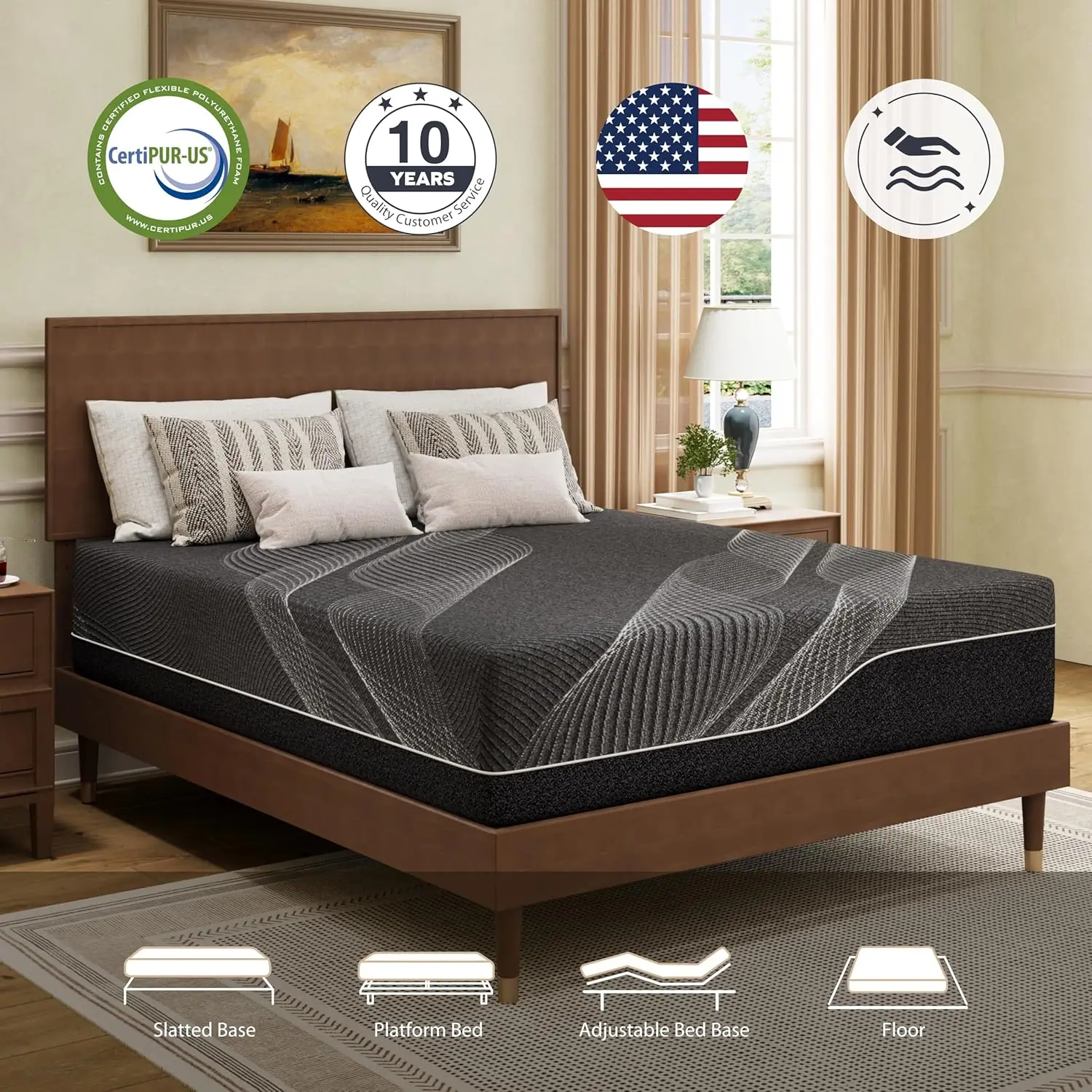 King Mattress 14 Inch Charcoal Gel Memory Foam Mattress in a Box, CertiPUR-US Certified, Fiberglass Free, Cooling Double Mattres
King Mattress 14 Inch Charcoal Gel Memory Foam Mattress in a Box, CertiPUR-US Certified, Fiberglass Free, Cooling Double Mattres