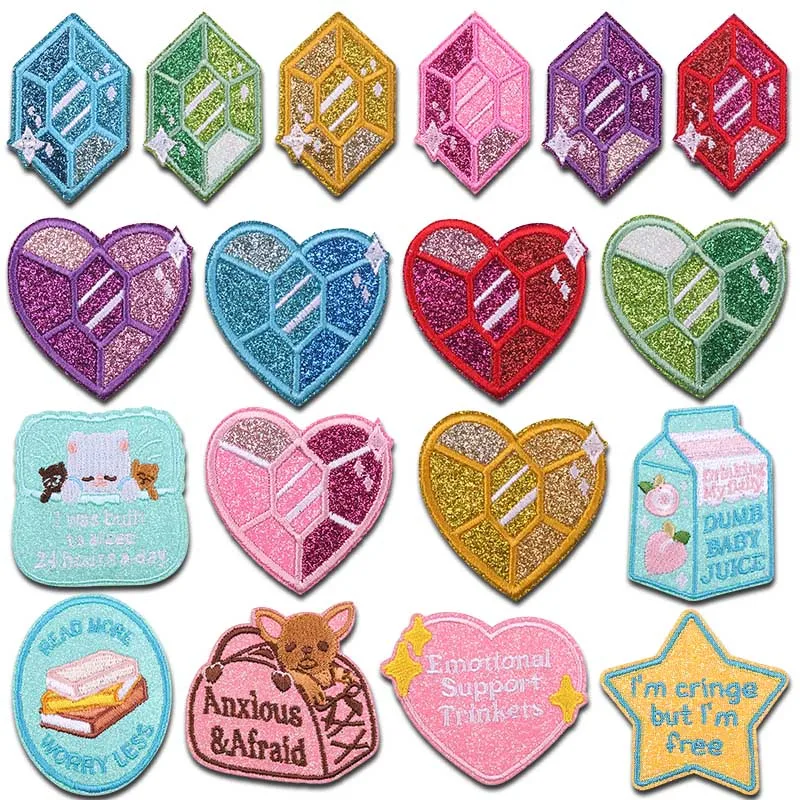 Cartoon Glitter Diamond Heart Embroidered Patches Iron On Patches For Clothing Glitter Letter Embroidery Patches On Clothes
Cartoon Glitter Diamond Heart Embroidered Patches Iron On Patches For Clothing Glitter Letter Embroidery Patches On Clothes