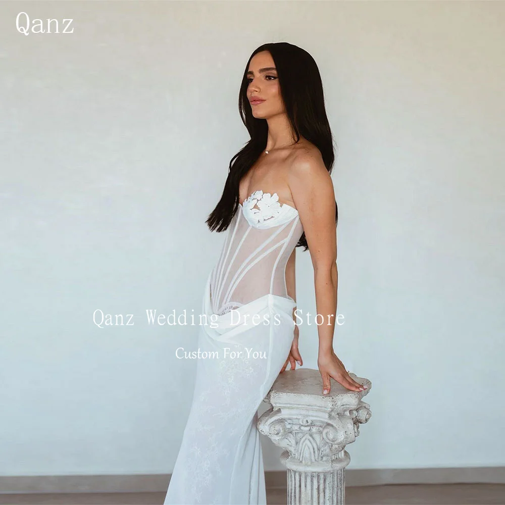Qanz Luxury Chiffon Wedding Dresses Lace Appliques White Vestido De Novia Boda Corset Back Mermaid Bridal Gowns Customized
Qanz Luxury Chiffon Wedding Dresses Lace Appliques White Vestido De Novia Boda Corset Back Mermaid Bridal Gowns Customized