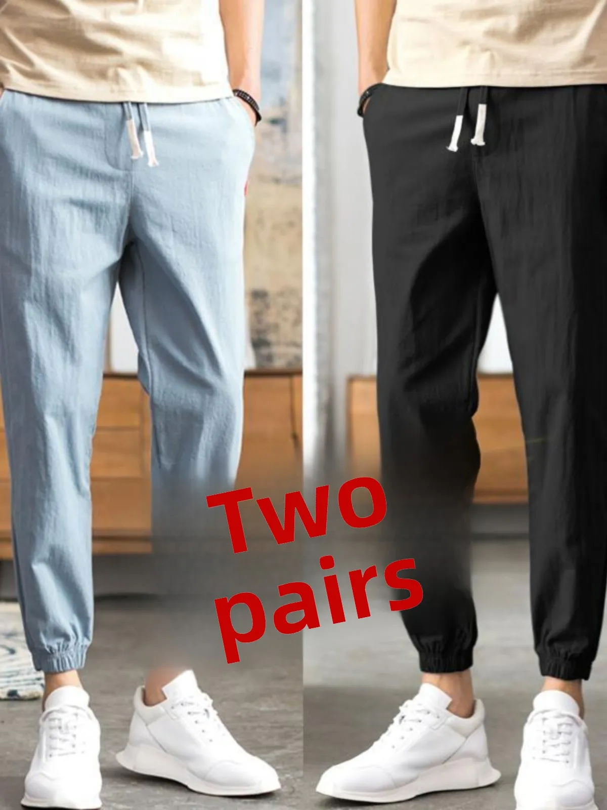 Летние мужские хлопковые и льняные спортивные брюки, облегающие повседневные брюки, молодежные спортивные штаны для активного отдыха с девятью предметами и манжетами
Летние мужские хлопковые и льняные спортивные брюки, облегающие повседневные брюки, молодежные спортивные штаны для активного отдыха с девятью предметами и манжетами