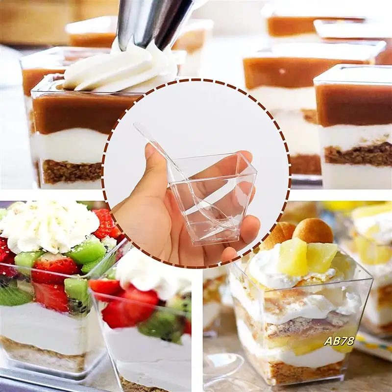 Pack Of 300 Dessert Cups With Spoons, 60Ml Dessert Bowls Set, DIY Plastic Dessert Cups, Reusable Trapezoid Cups Set
Pack Of 300 Dessert Cups With Spoons, 60Ml Dessert Bowls Set, DIY Plastic Dessert Cups, Reusable Trapezoid Cups Set