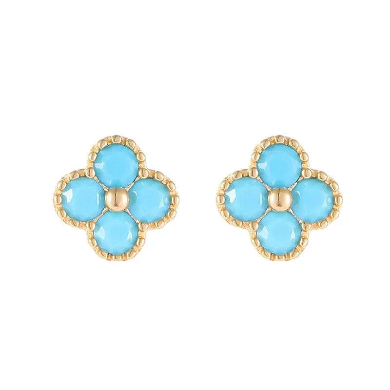 GL Turquoise Four-Leaf Clover Earrings for Women, Delicate Gold-Plated Vintage Style Earrings with a Refined and High-End Feel
GL Turquoise Four-Leaf Clover Earrings for Women, Delicate Gold-Plated Vintage Style Earrings with a Refined and High-End Feel