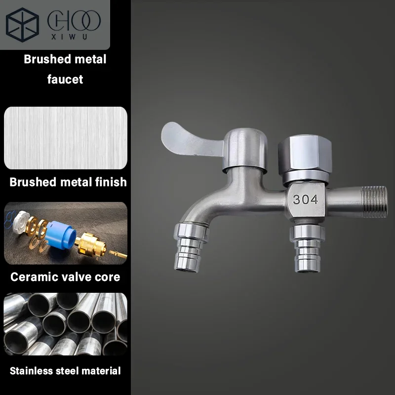 One-in-two-out Mop Pool Faucet 304 Stainless Steel Faucet Double Outlet Dual Control Water Tap Washing Machine Faucet
One-in-two-out Mop Pool Faucet 304 Stainless Steel Faucet Double Outlet Dual Control Water Tap Washing Machine Faucet