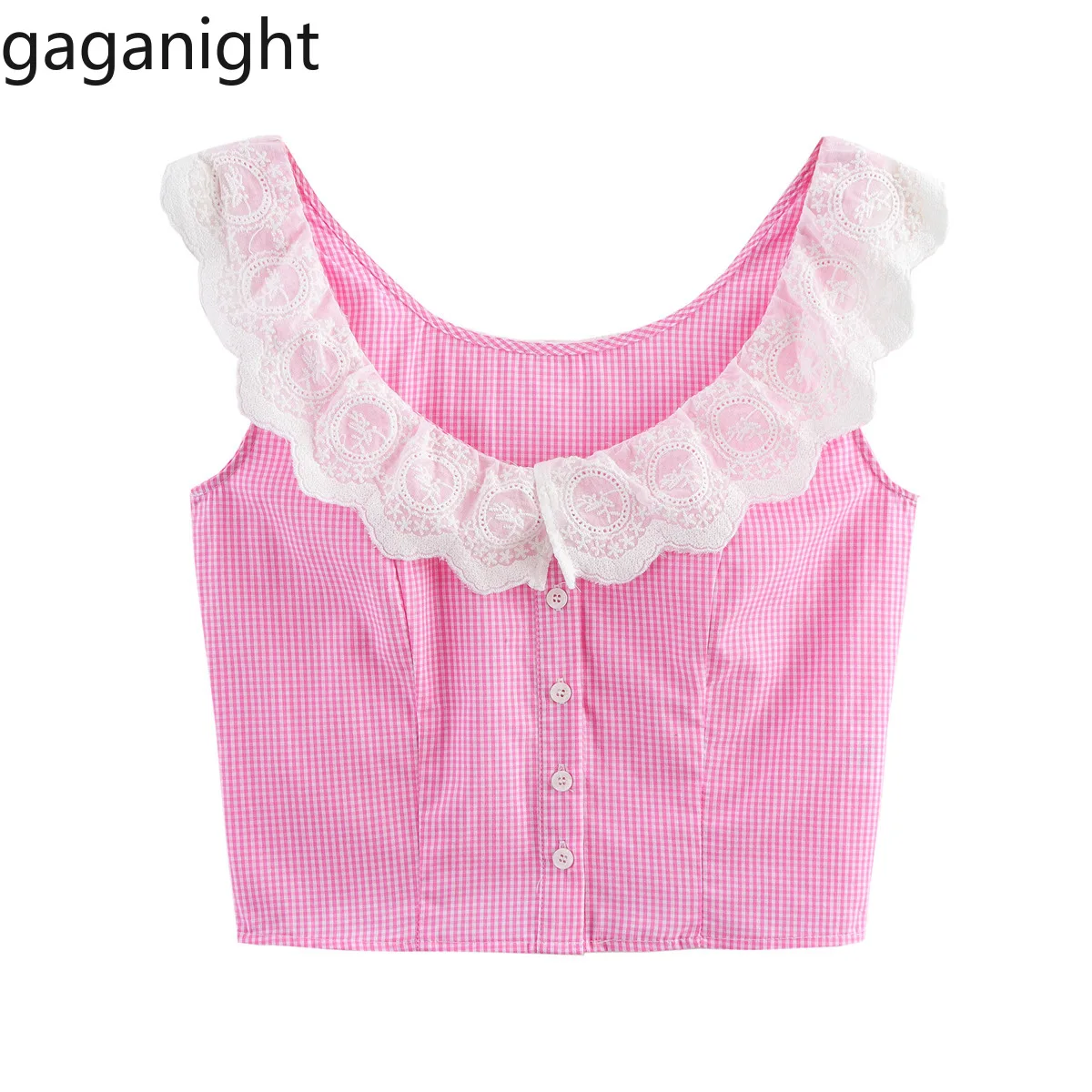 Gaganight 2025 Women Niche Fashion Design Sense Summer New European American Style with Lace Splicing Grid Sleeveless Short Top
Gaganight 2025 Women Niche Fashion Design Sense Summer New European American Style with Lace Splicing Grid Sleeveless Short Top