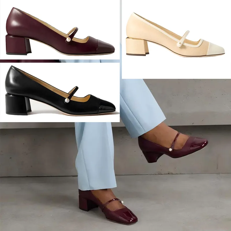 Square Toe Soft Leather Thick-Heeled Shallow Pumps Stitching Retro Mary Jane Women Shoes Slip-On Buckle Loafers Chaussure Femme
Square Toe Soft Leather Thick-Heeled Shallow Pumps Stitching Retro Mary Jane Women Shoes Slip-On Buckle Loafers Chaussure Femme