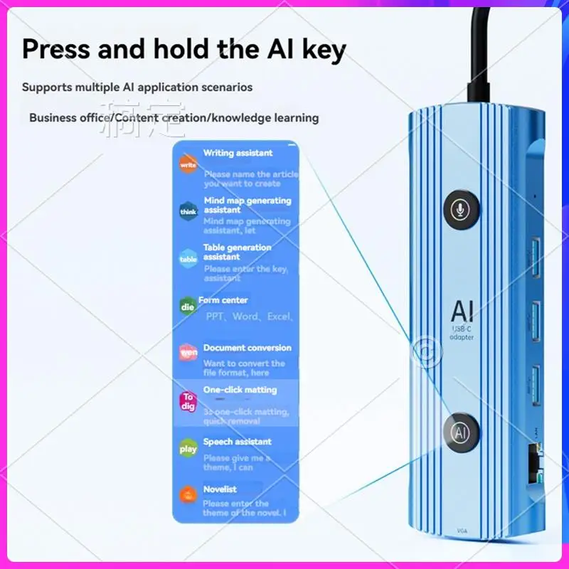 Адаптер AP-Ai USB-C Умная док-станция Type-C, концентратор 13 в 1, голосовая док-станция AI VGA USB RJ45 SD/TF 3,5 мм PD3.0
Адаптер AP-Ai USB-C Умная док-станция Type-C, концентратор 13 в 1, голосовая док-станция AI VGA USB RJ45 SD/TF 3,5 мм PD3.0