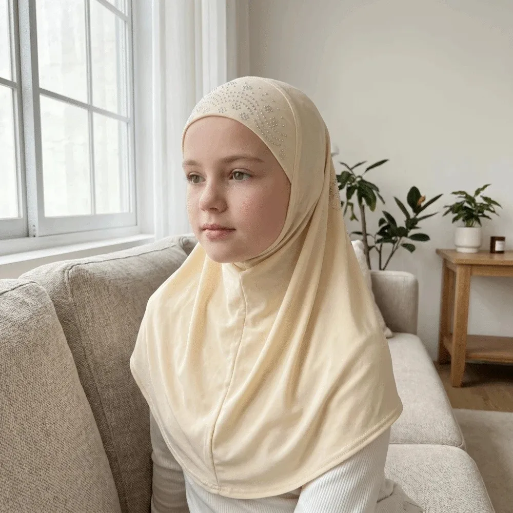 Beautiful Cute Girl Rhinestones Hijab Simple Easy Pull-On Kids Head Wrap Flower Polyester Pray Hat Eid
Beautiful Cute Girl Rhinestones Hijab Simple Easy Pull-On Kids Head Wrap Flower Polyester Pray Hat Eid