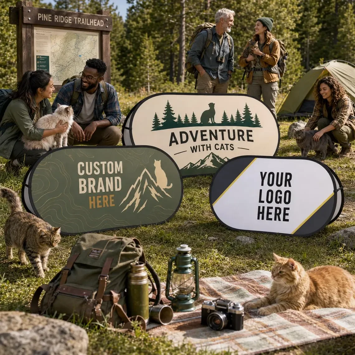 Custom Adventure Cat Pop Up Banner Personalized Outdoor Pet Sign Portable Collapsible Display for Camping Party Decoration 1pc
Custom Adventure Cat Pop Up Banner Personalized Outdoor Pet Sign Portable Collapsible Display for Camping Party Decoration 1pc