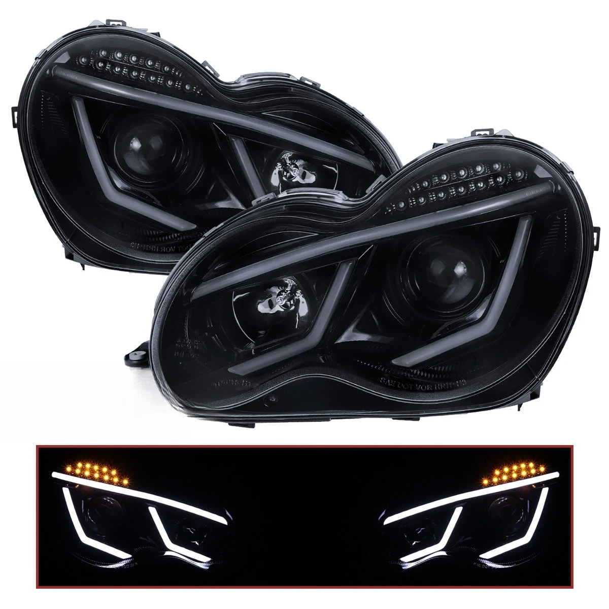 Smoke Projector Headlights Fits 2001-2007 Mercedes Benz W203 C230 C240 LED Strip
Smoke Projector Headlights Fits 2001-2007 Mercedes Benz W203 C230 C240 LED Strip