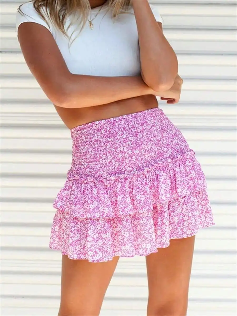 Loose Pleated A-Line Mini Skirt With Ruffles Floral Print
Loose Pleated A-Line Mini Skirt With Ruffles Floral Print