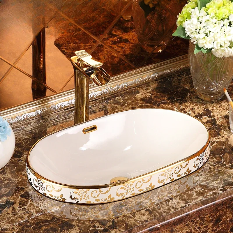 Taichung Basin Semi-embedded Platform Washbasin Ceramic Oval Household Bathroom 
Taichung Basin Semi-embedded Platform Washbasin Ceramic Oval Household Bathroom