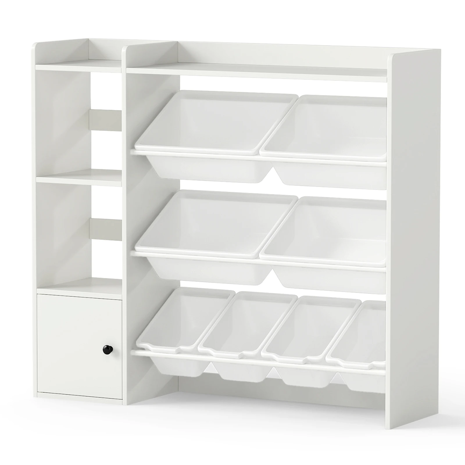 Kids Toy Storage and Bookshelf, Wooden Bookcase w/ 4 Small Boxes & 4 Large Boxes
Kids Toy Storage and Bookshelf, Wooden Bookcase w/ 4 Small Boxes & 4 Large Boxes