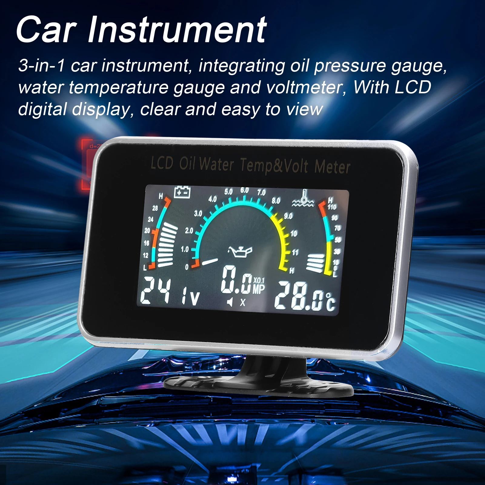 New 3-in-1 Car LCD Meter Digital Oil Pressure Voltage Water Temperature Gauge Universal Instrument 9-36V for Car Truck SUV RV
New 3-in-1 Car LCD Meter Digital Oil Pressure Voltage Water Temperature Gauge Universal Instrument 9-36V for Car Truck SUV RV