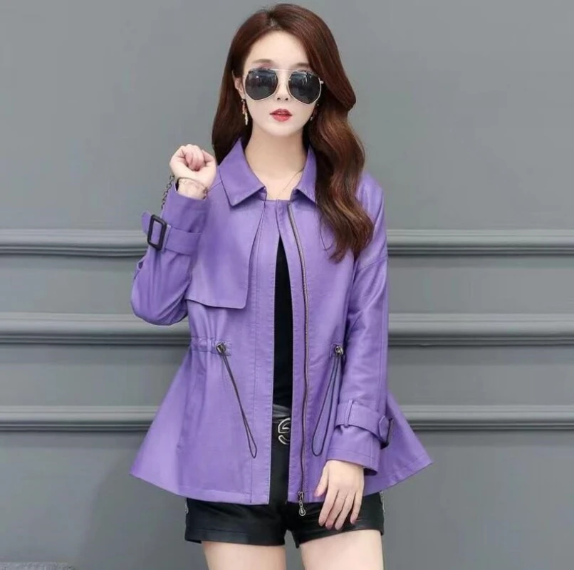 M-4XL New Women Sheepskin Trench Coat Spring Autumn Fashion Turn Down Collar Long-sleeve Drawstring Loose Leather Jacket Female
M-4XL New Women Sheepskin Trench Coat Spring Autumn Fashion Turn Down Collar Long-sleeve Drawstring Loose Leather Jacket Female