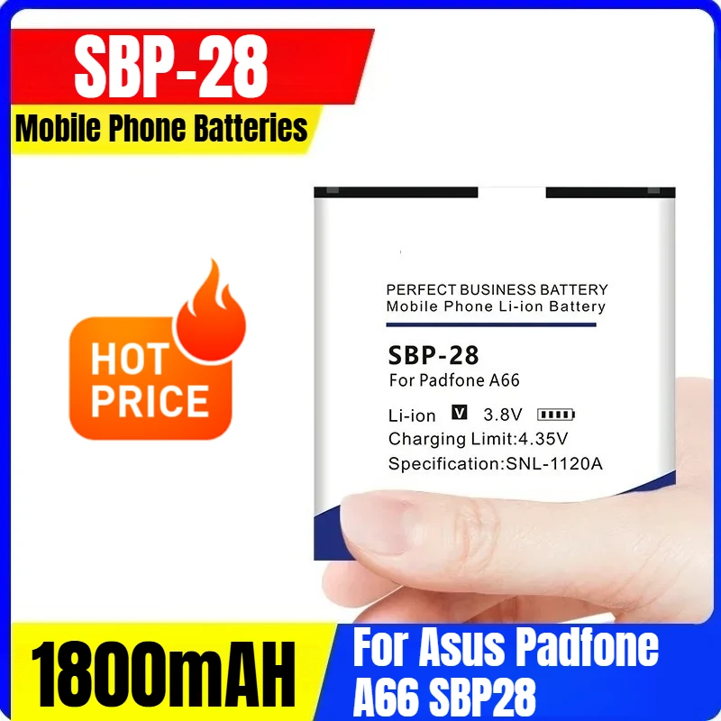 SBP-28 1800mAH Mobile Phone Batteries for Asus Padfone A66 SBP28
SBP-28 1800mAH Mobile Phone Batteries for Asus Padfone A66 SBP28
