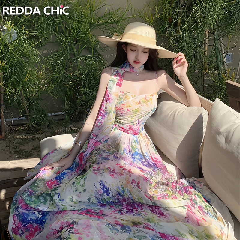 ReddaChic Summer Blooming Party Dress with Scarf Fairy Wedding Guest Flowy Draped Chiffon Carmi One-piece Holiday Women Clothes
ReddaChic Summer Blooming Party Dress with Scarf Fairy Wedding Guest Flowy Draped Chiffon Carmi One-piece Holiday Women Clothes