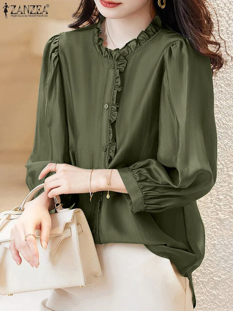 ZANZEA 3/4 Puff Sleeve Office Lady Chemise Femme 2025 Fashion Ruffles Trim Women's Satin Shirts Elegant Casual High-Low Tops
ZANZEA 3/4 Puff Sleeve Office Lady Chemise Femme 2025 Fashion Ruffles Trim Women's Satin Shirts Elegant Casual High-Low Tops