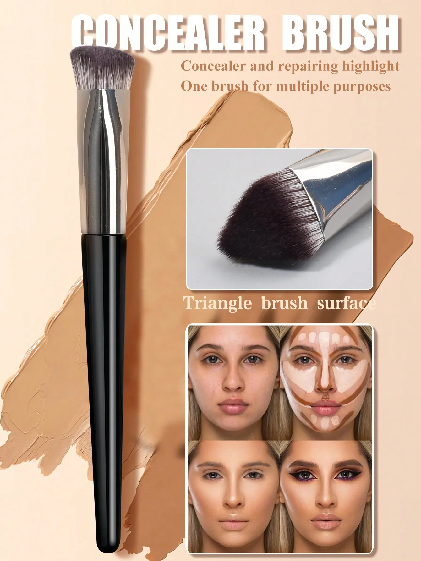1pc Black Triangle Highlighting & Contouring Brush, Suitable For Tearing Duct, Wrinkle, Nose Shadow, Eye Bag, And More,Foundation Brush,Concealer Brush,Blush Brush,Contour Brush,Blush Brush,Bronzer Brush,Powder Brush,Foundation Brush,Blush Brush,Giveaways
1pc Black Triangle Highlighting & Contouring Brush, Suitable For Tearing Duct, Wrinkle, Nose Shadow, Eye Bag, And More,Foundation Brush,Concealer Brush,Blush Brush,Contour Brush,Blush Brush,Bronzer Brush,Powder Brush,Foundation Brush,Blush Brush,Giveaways