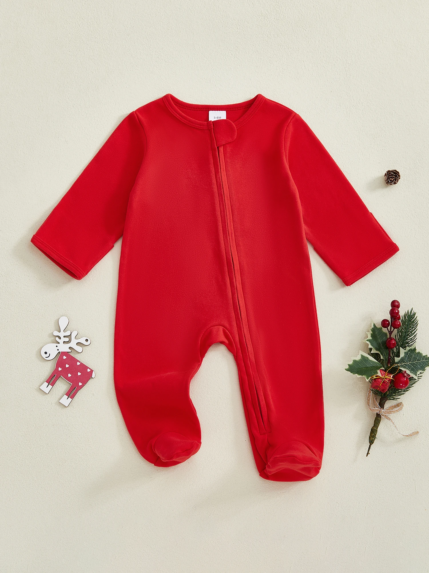 Infant Christmas Cozy Zip-Up Romper with Embroidered Letters and Crew Neck - Soft Long Sleeve Baby Jumpsuit
Infant Christmas Cozy Zip-Up Romper with Embroidered Letters and Crew Neck - Soft Long Sleeve Baby Jumpsuit