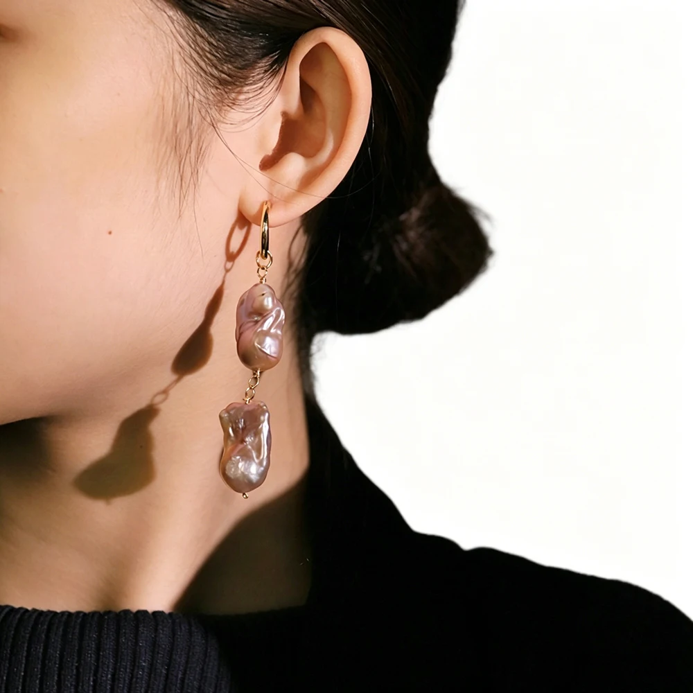 Women Vintage Baroque Freshwater Pearl Earrings Purple Hoop Drop Dangle Earring Stylish Jewelry Party Dating Gift
Women Vintage Baroque Freshwater Pearl Earrings Purple Hoop Drop Dangle Earring Stylish Jewelry Party Dating Gift