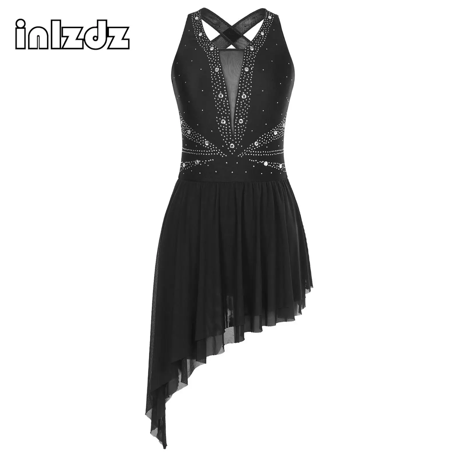 Womens Figure Ice Skating Dress Sleeveless Rhinestone Lyrical Dance Ballet Gymnastics Leotard Tutu Stage Performance Dancewear
Womens Figure Ice Skating Dress Sleeveless Rhinestone Lyrical Dance Ballet Gymnastics Leotard Tutu Stage Performance Dancewear
