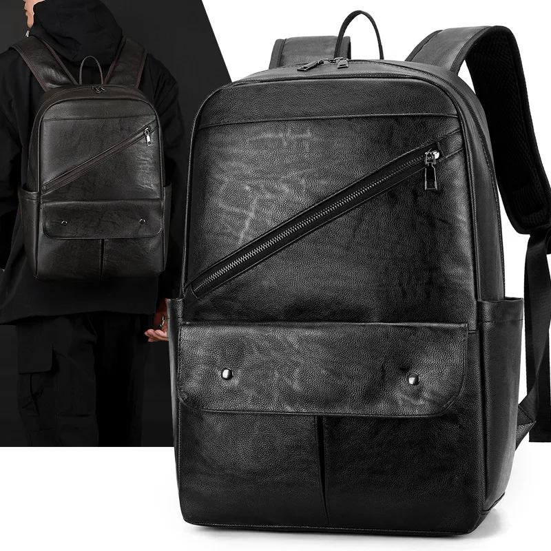 Backpack Men's Casual Large Capacity Travel Leather Computer Backpack Junior High School Student School Bag
Backpack Men's Casual Large Capacity Travel Leather Computer Backpack Junior High School Student School Bag