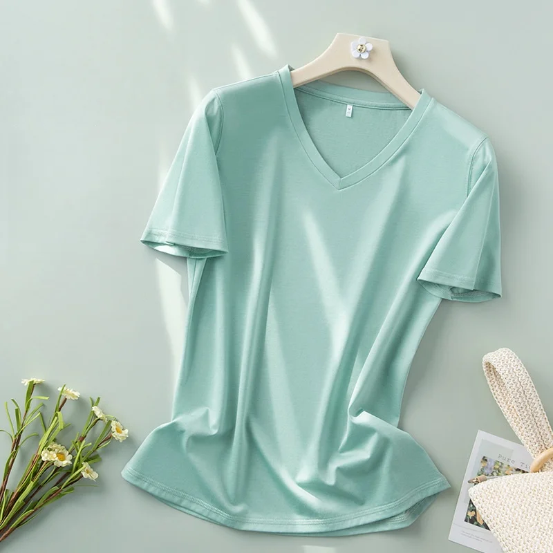 Women's short-sleeved T-shirt, versatile V-neck top,summer style, cool V-neck Short sleeve undershirt
Women's short-sleeved T-shirt, versatile V-neck top,summer style, cool V-neck Short sleeve undershirt