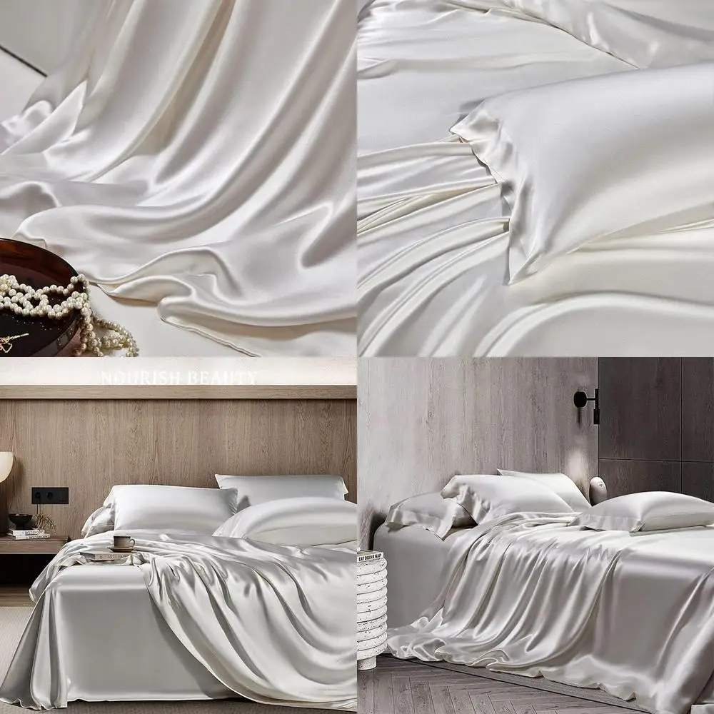 4-Piece 25 Momme Silk Satin Sheet Set - 100% Pure Mulberry Silk Bedding - Queen Size Ivory
4-Piece 25 Momme Silk Satin Sheet Set - 100% Pure Mulberry Silk Bedding - Queen Size Ivory