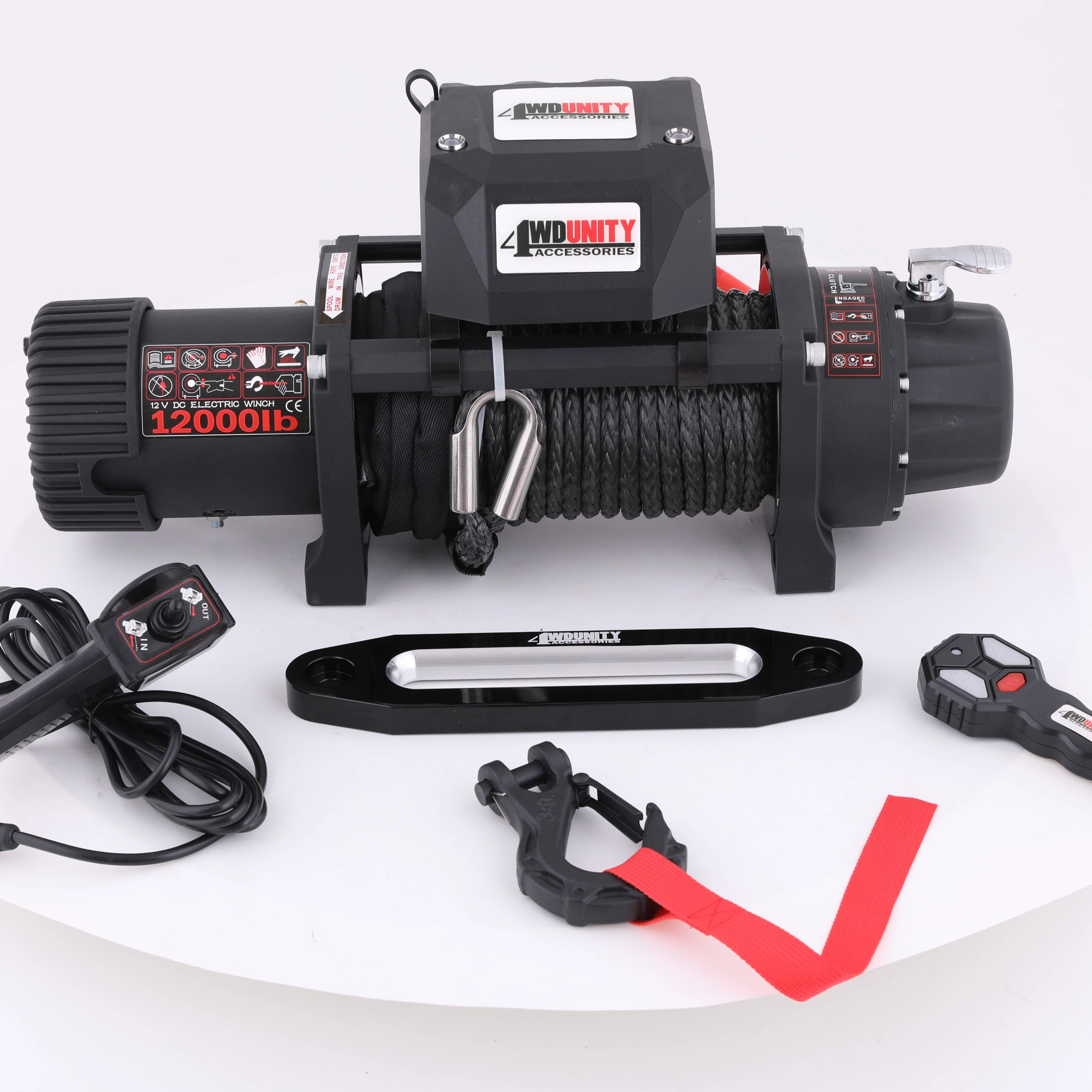 4x4 Electric Winch 12000lb Synthetic Rope Customized Recovery Two Speed 12v Electric Winch With Steel Rope Aluminum Fairlead
4x4 Electric Winch 12000lb Synthetic Rope Customized Recovery Two Speed 12v Electric Winch With Steel Rope Aluminum Fairlead