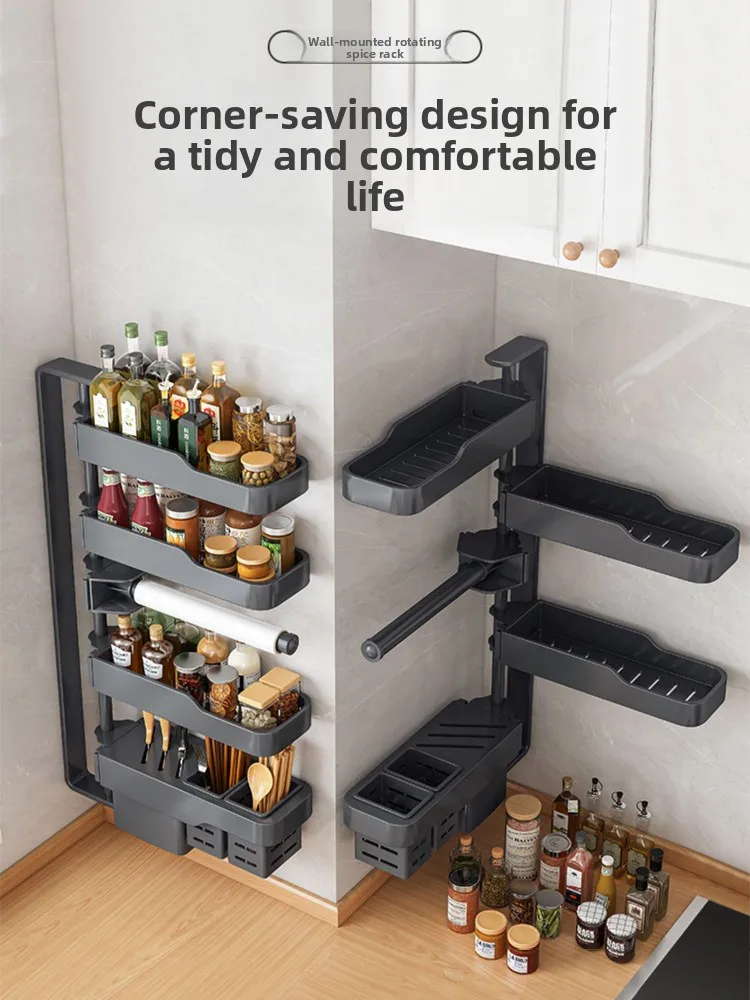 Вращающаяся настенная полка для специй и кухонных принадлежностей без сверления, органайзер для дома
Вращающаяся настенная полка для специй и кухонных принадлежностей без сверления, органайзер для дома