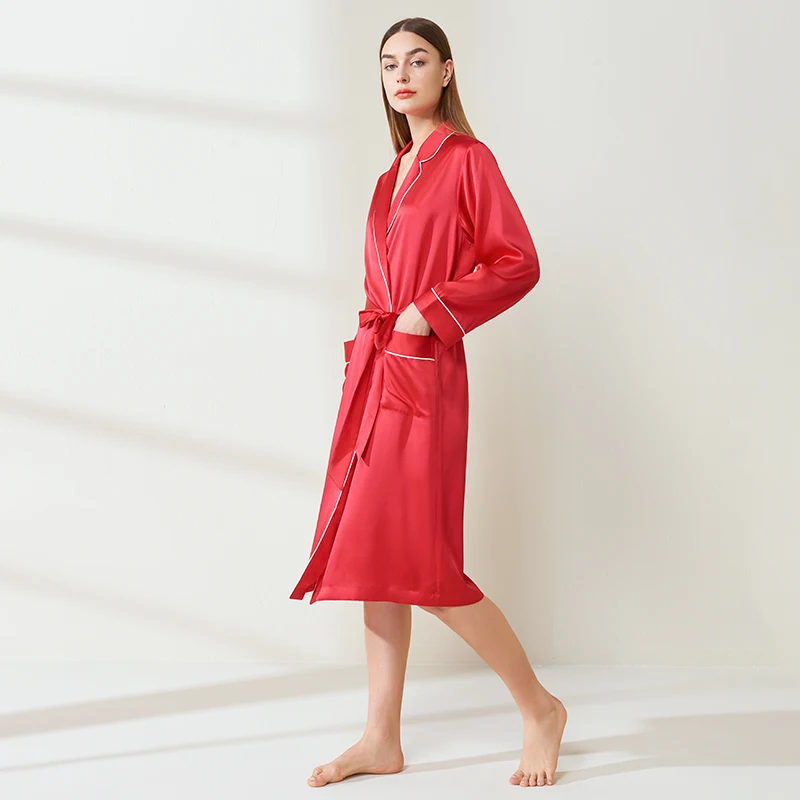 19MM REAL Mulberry Silk Women's Kimono Morning Gown Red Bridal Bathrobe Nightgown Long Christmas Shower Robes Sexy Sleepwear PJS
19MM REAL Mulberry Silk Women's Kimono Morning Gown Red Bridal Bathrobe Nightgown Long Christmas Shower Robes Sexy Sleepwear PJS