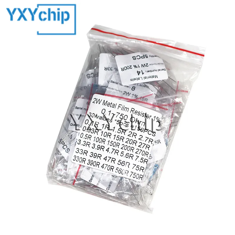 150pcs/lot 30 values 2W Resistance 1% Metal Film Resistor Assortment Kit 0.1~750 Ohm 1K~820K Ohm DIY Electronic Resistors Set
150pcs/lot 30 values 2W Resistance 1% Metal Film Resistor Assortment Kit 0.1~750 Ohm 1K~820K Ohm DIY Electronic Resistors Set