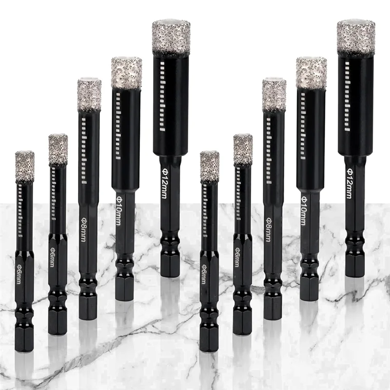 A76X-10-Pack Diamond Drill Bits Set, 1/4 5/16 3/8 1/2 Inch Diamond Hole Saw - 1/4 Hex Shank Core Drill Bits For
A76X-10-Pack Diamond Drill Bits Set, 1/4 5/16 3/8 1/2 Inch Diamond Hole Saw - 1/4 Hex Shank Core Drill Bits For