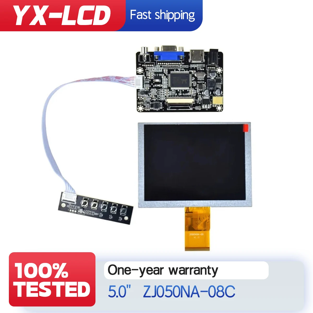 5 Inch ZJ050NA-08C LCD Screen + HDMI VGA LCD Controller Driver Board 640x480
5 Inch ZJ050NA-08C LCD Screen + HDMI VGA LCD Controller Driver Board 640x480