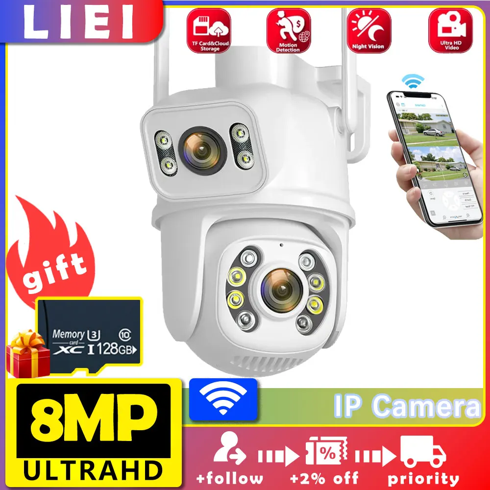 LIEI 8MP Wifi IP Two Way Audio Outdoor Wired Security Camera Surveillance Camera Night Color 360 Smart Camera AI Human Tracking
LIEI 8MP Wifi IP Two Way Audio Outdoor Wired Security Camera Surveillance Camera Night Color 360 Smart Camera AI Human Tracking
