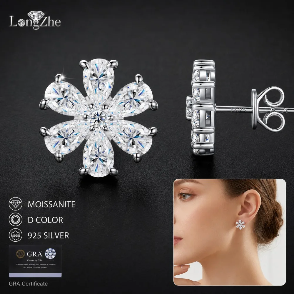 Moissanite Stud Earrings S925 Sterling Silver 4.3CT 14-Stone Floral Cluster for Women Anniversary Wedding Gift
Moissanite Stud Earrings S925 Sterling Silver 4.3CT 14-Stone Floral Cluster for Women Anniversary Wedding Gift