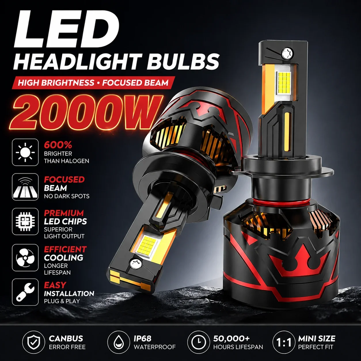 CF H7 Canbus LED Headlight Bulbs 2000W H4 H11 H1 9005 HB3 9006 HB4 H13 9004 9007 Turbo Auto Headlamps 12V 24V Car Lights
CF H7 Canbus LED Headlight Bulbs 2000W H4 H11 H1 9005 HB3 9006 HB4 H13 9004 9007 Turbo Auto Headlamps 12V 24V Car Lights