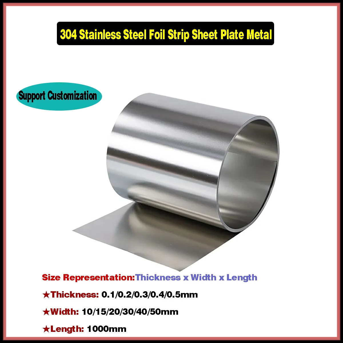 304 Stainless Steel Strip , Stainless Steel Thin Sheet Precision Steel Strip, Thk0.1/0.2/0.3/0.4/0.5mm W10/15/20/30/40/50mm L1m
304 Stainless Steel Strip , Stainless Steel Thin Sheet Precision Steel Strip, Thk0.1/0.2/0.3/0.4/0.5mm W10/15/20/30/40/50mm L1m