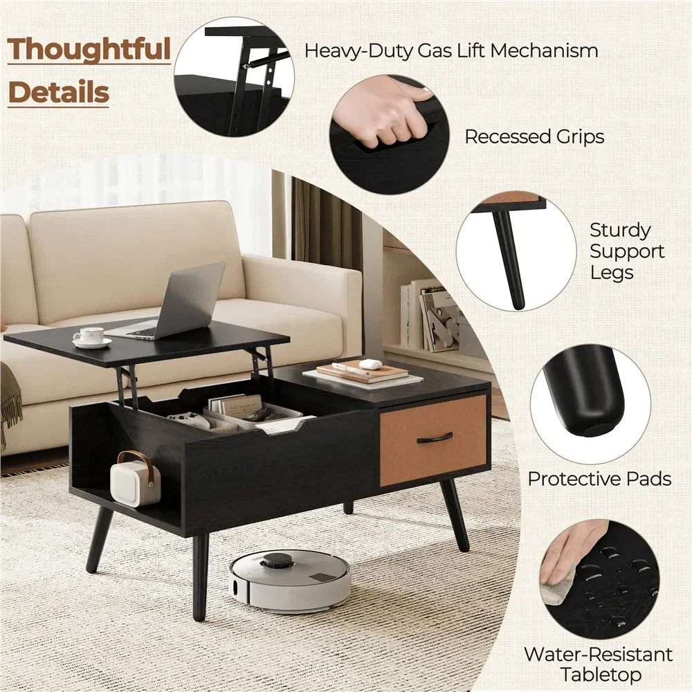 1pc Industrial Lift Top Coffee Table With Storage, Height Adjustable Side Table With Shelves Drawer Hidden Compartment, End Tab
1pc Industrial Lift Top Coffee Table With Storage, Height Adjustable Side Table With Shelves Drawer Hidden Compartment, End Tab
