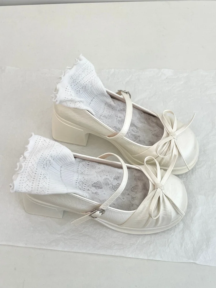 White round Head Bowknot Slip-On High Heel Mary Jane Shoes Women's 2026 New Style Heightening Versatile Fashion Single Shoes
White round Head Bowknot Slip-On High Heel Mary Jane Shoes Women's 2026 New Style Heightening Versatile Fashion Single Shoes