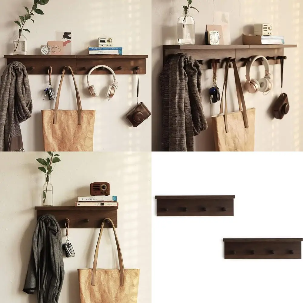 Wall-Mounted Walnut Coat Rack with Hooks and Shelves - A-2 Style
Wall-Mounted Walnut Coat Rack with Hooks and Shelves - A-2 Style