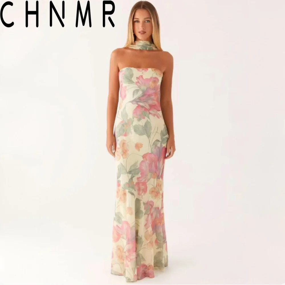CHNMR Y2K Floral Print Strapless Maxi Dress Women Elegant Halter Neck Backless Satin Party Dress Summer Beach Wedding Guest Gown
CHNMR Y2K Floral Print Strapless Maxi Dress Women Elegant Halter Neck Backless Satin Party Dress Summer Beach Wedding Guest Gown