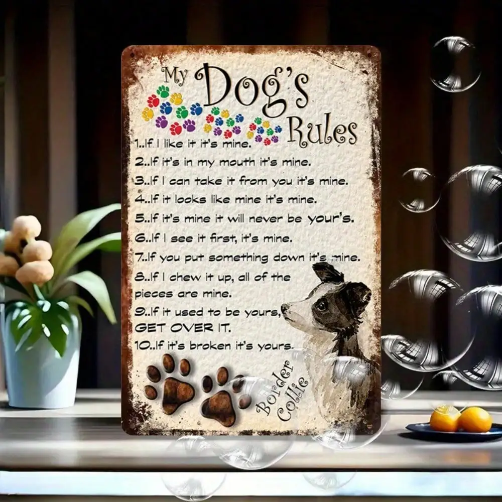 1PC Tin Sign Dog's Rules - Motivational Pet Quote for Dog Room/Family Office Decor, 8x12in/20x30cm
1PC Tin Sign Dog's Rules - Motivational Pet Quote for Dog Room/Family Office Decor, 8x12in/20x30cm