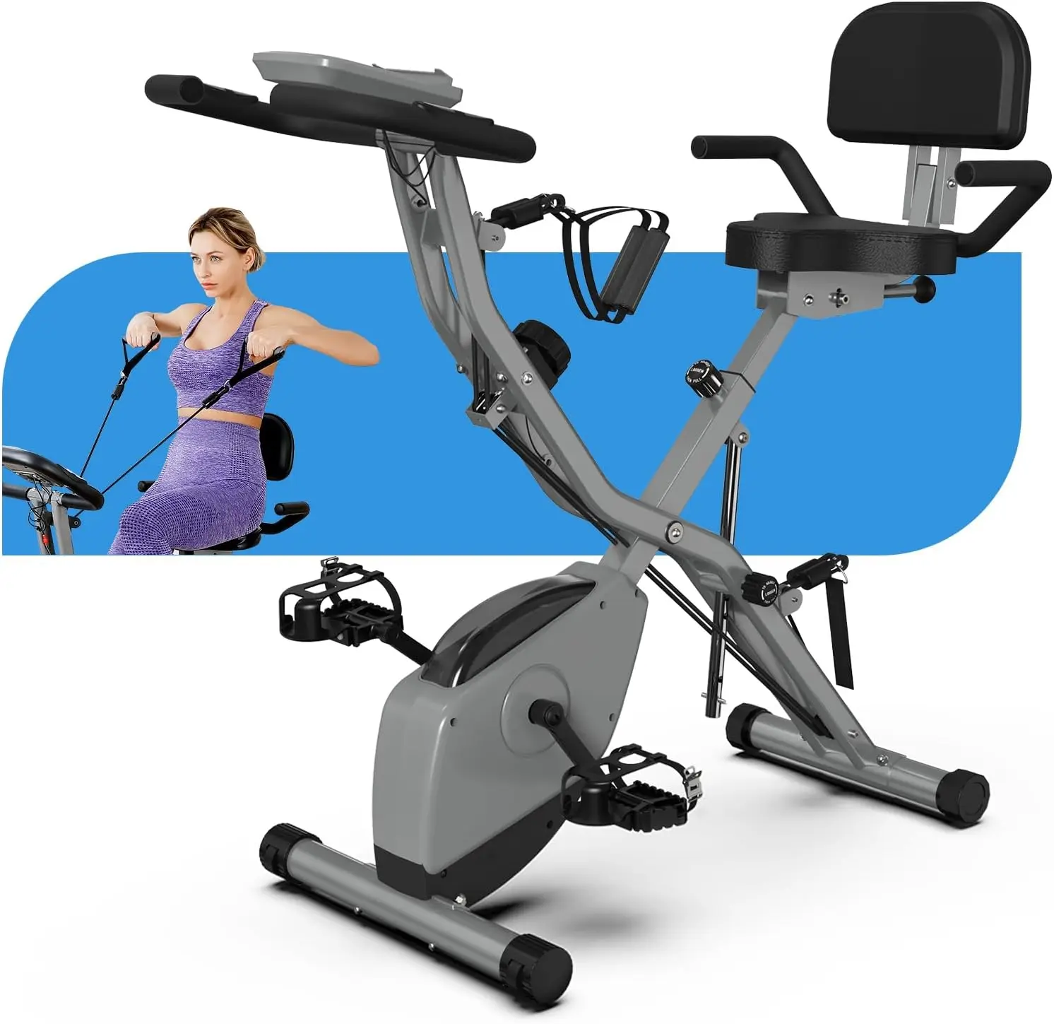 Indoor Exercise Bike for Seniors, 5 IN 1 Foldable Stationary Bike with 16-Level Magnetic Resistance and Tri-Position Ride, 330LB
Indoor Exercise Bike for Seniors, 5 IN 1 Foldable Stationary Bike with 16-Level Magnetic Resistance and Tri-Position Ride, 330LB