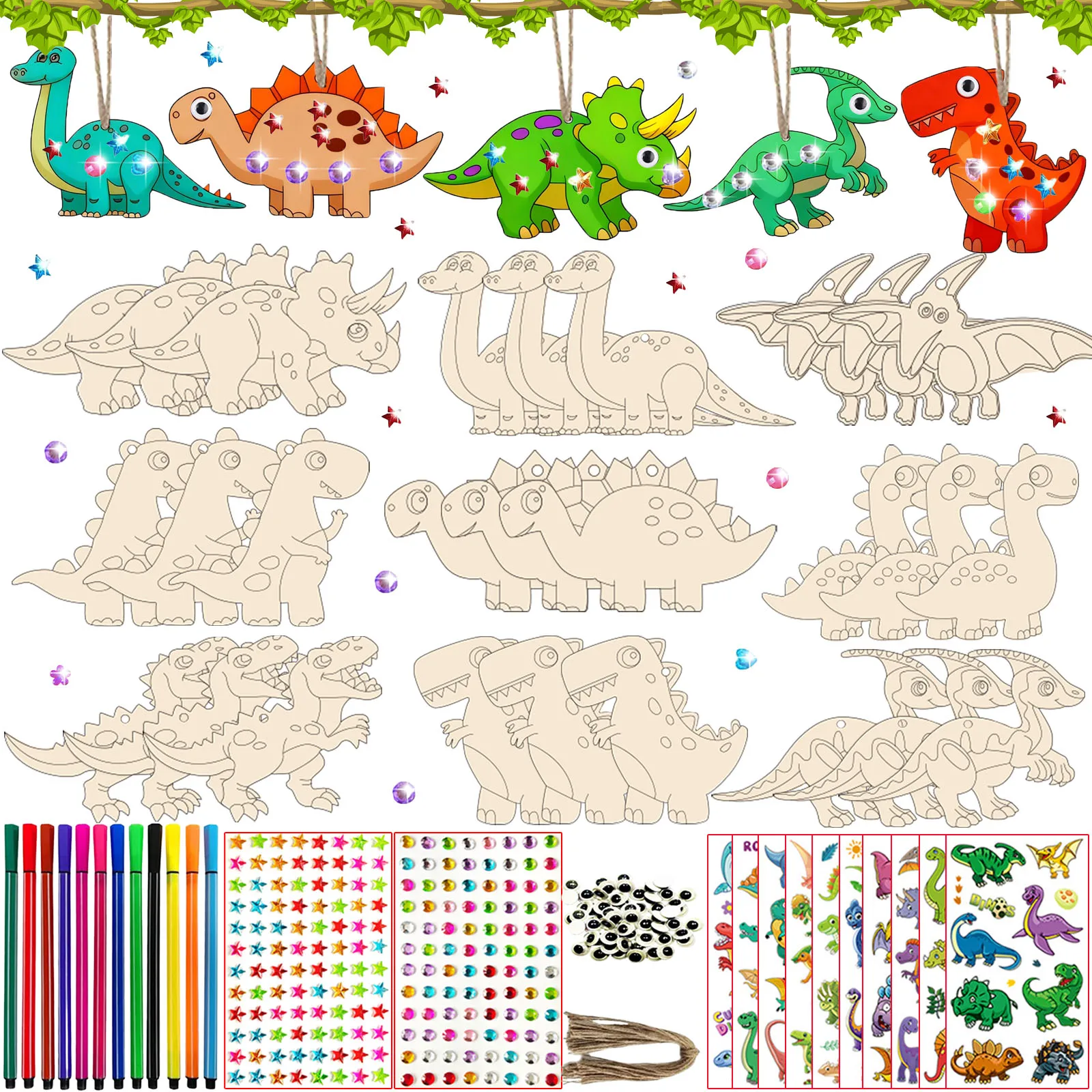 290pcs children's wooden dinosaur DIY craft set - children's wooden crafts, children's dinosaur craft toy set
290pcs children's wooden dinosaur DIY craft set - children's wooden crafts, children's dinosaur craft toy set