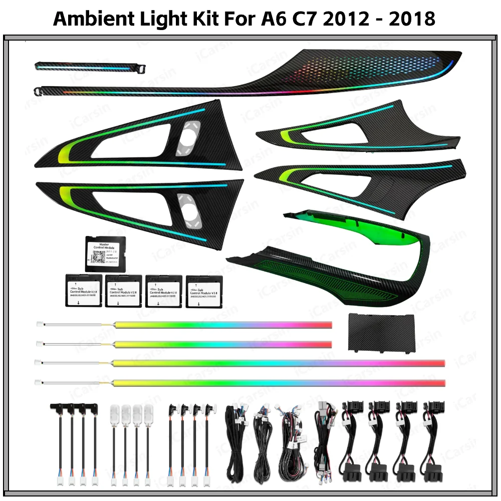 Европейская версия S6 RS6 C7 Комплект обновления окружающего освещения для Audi A6 C7 2012-2018 Светодиодные аксессуары для внутреннего экологического освещения
Европейская версия S6 RS6 C7 Комплект обновления окружающего освещения для Audi A6 C7 2012-2018 Светодиодные аксессуары для внутреннего экологического освещения