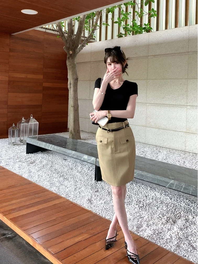 Ys1 Mid-Length A-Line Skirt Women's Slim Fit Straight Korean Style Workwear Summer Fashion High Waist Zipper Closure
Ys1 Mid-Length A-Line Skirt Women's Slim Fit Straight Korean Style Workwear Summer Fashion High Waist Zipper Closure