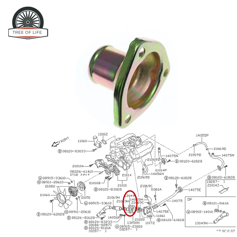 13049-V5000 For Nissan 200SX 300ZX Pickup D21 Pathfinder 3.0L (2960cc) 1984 1985 1986-1995 Engine Coolant Thermostat Housing
13049-V5000 For Nissan 200SX 300ZX Pickup D21 Pathfinder 3.0L (2960cc) 1984 1985 1986-1995 Engine Coolant Thermostat Housing