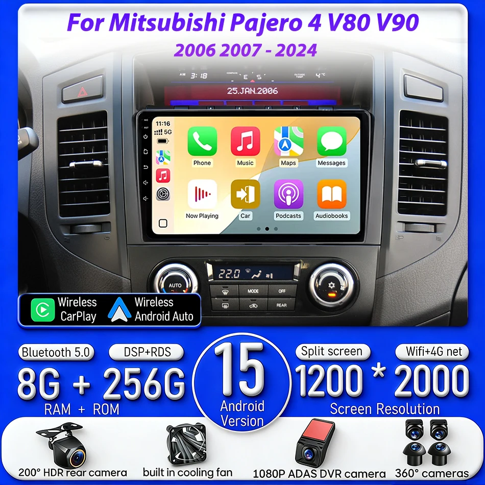 Android 15 Head Unit For Mitsubishi Pajero 4 2006 2007 - 2014 Car Video Multimedia Radio Player GPS Navigation CarPlay Auto 2din
Android 15 Head Unit For Mitsubishi Pajero 4 2006 2007 - 2014 Car Video Multimedia Radio Player GPS Navigation CarPlay Auto 2din