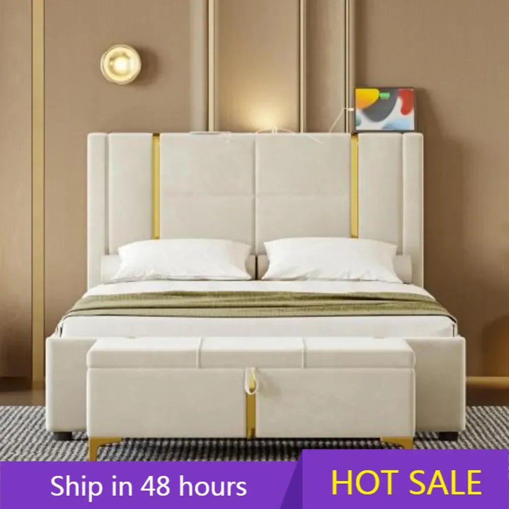 2-Pieces Bedroom Sets,Queen Size Bed with Trundle Bed,2 Drawers,Night Light and USB Charge,Storage Ottoman with Metal Legs
2-Pieces Bedroom Sets,Queen Size Bed with Trundle Bed,2 Drawers,Night Light and USB Charge,Storage Ottoman with Metal Legs